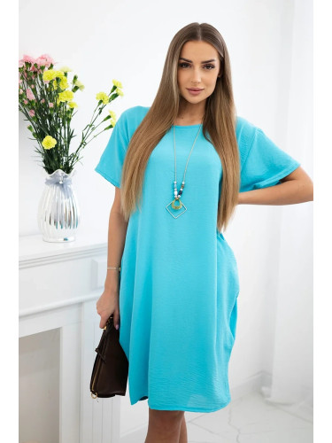 Kesi Włoski Dress with pockets and pendant turquoise