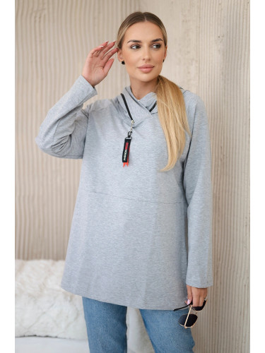 Tunic with zipper on hood Oversize gray