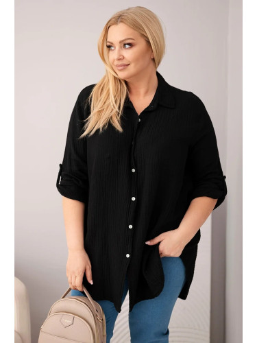 Kesi Włoski Cotton muslin shirt black