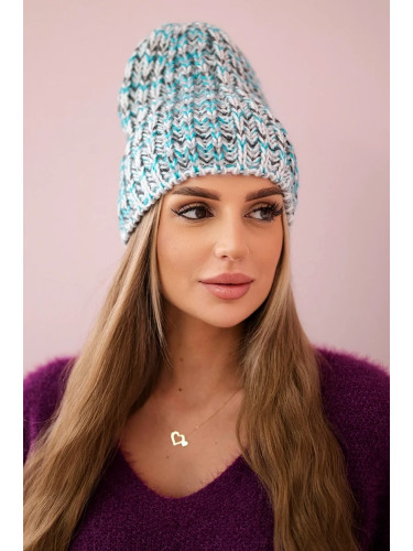 Women's cap Lora K312 turquoise + gray