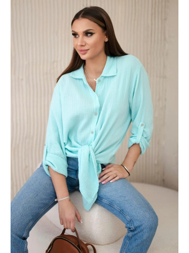 Kesi Włoski Cotton muslin shirt oversize mint
