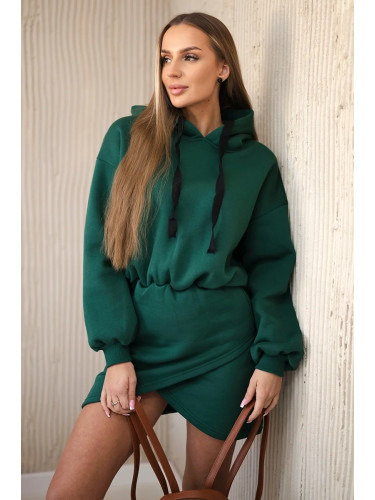 Insulated dress with a clutch bottom in dark green color
