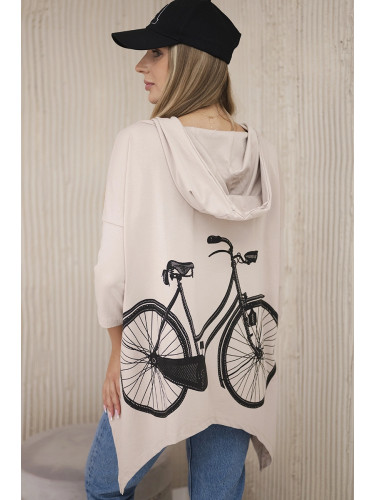 Sweatshirt with cycling print beige