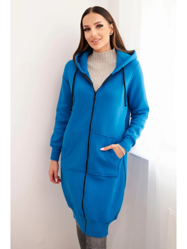 Long insulated hoodie - purple blue
