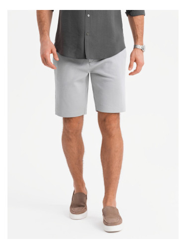 Ombre Men's SLIM FIT structured knit shorts - light grey