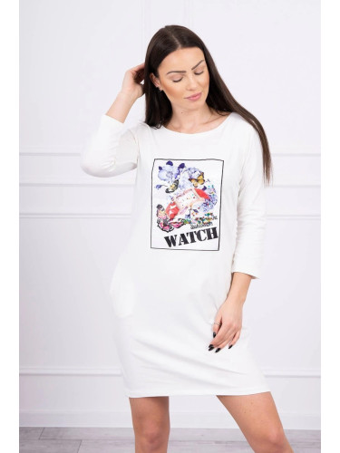 Dress with 3D graphics Watch ecru