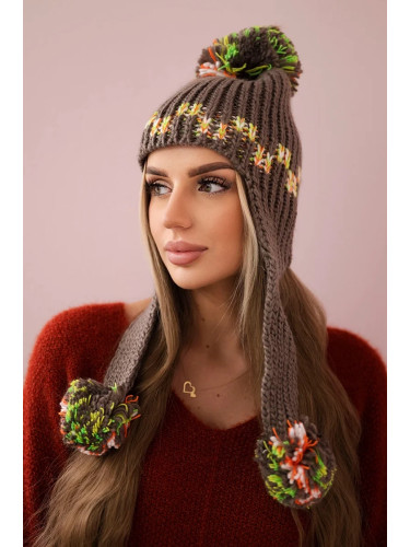 Women's cap with long ears Nadia K321 cappuccino