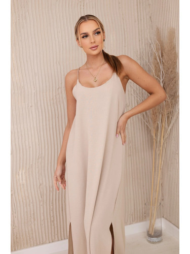 Women's dress with straps - dark beige