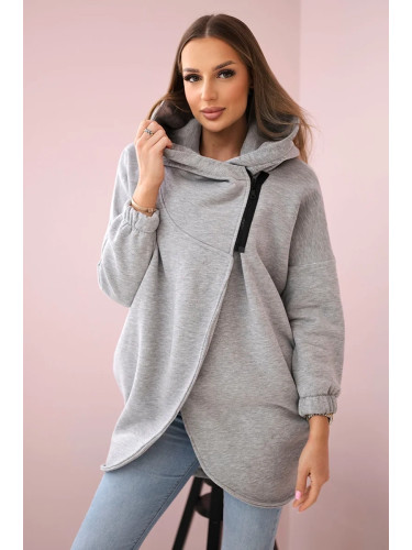 Short zip sweatshirt in grey