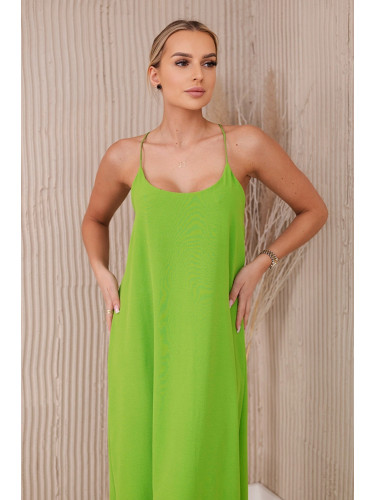 Women's maxi dress with straps - light green