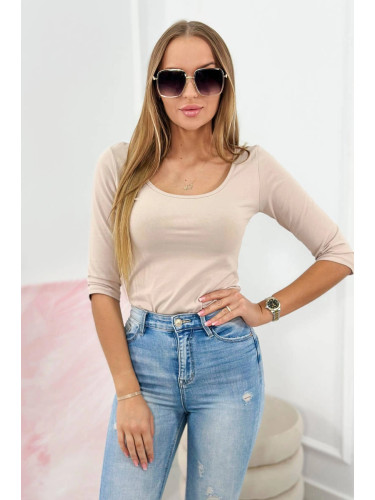 Blouse with round neckline beige