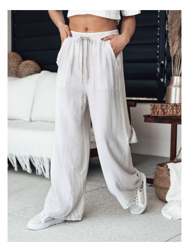 Spodnie damskie wide leg NAMAYAS jasnobeżowe Dstreet