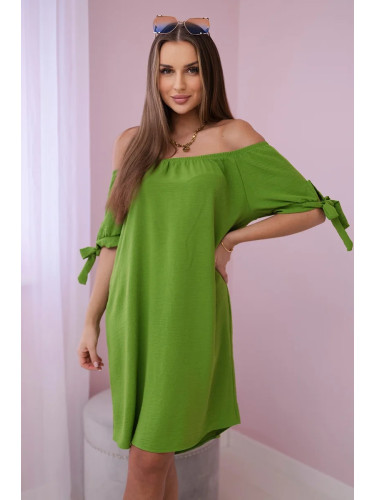 Włoski Dress tied on the sleeves mint olive