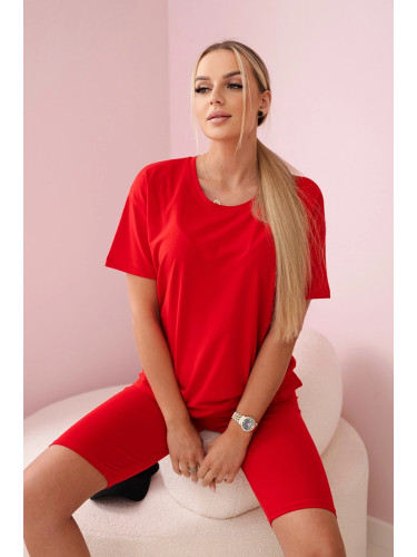 Set of top+leggings red