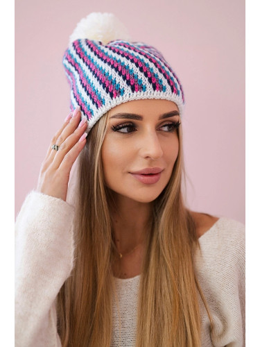 Kesi Cap with a pompom Hanna K328 white+jeans