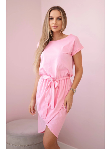 Tied dress with a clutch bottom in light pink color