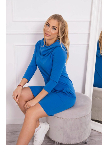 Dress with hood and pockets purple-blue