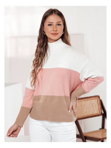 Дамски пуловер STRIPELO розов
