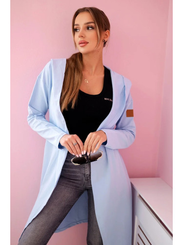 Long cardigan with azure hood