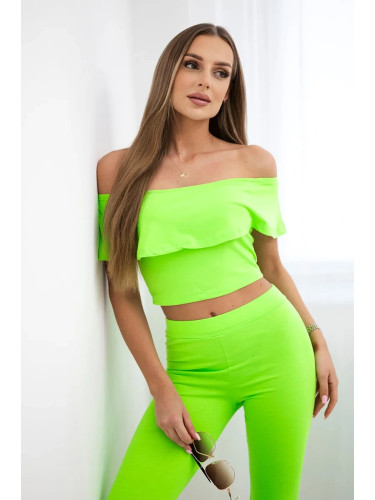 Set with ruffled green neon