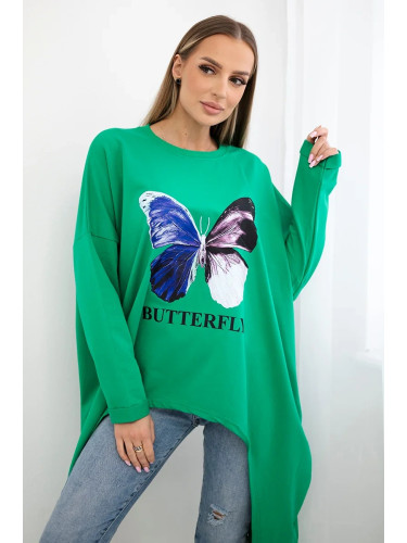 Oversize print blouse light green