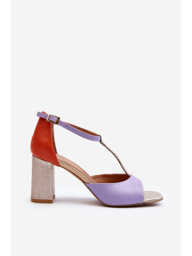 Кожени сандали на ток Laura Messi 2759 лилаво