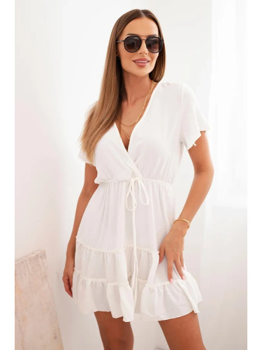 Dress with a clutch neckline ecru