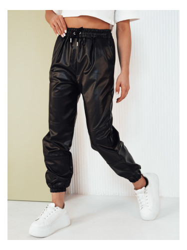 Spodnie damskie skórzane joggery MAGIR czarne Dstreet