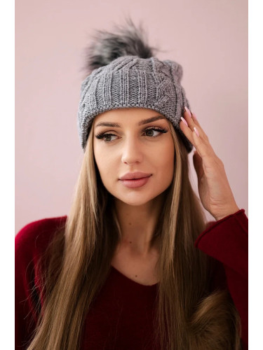 Kesi Cap with fleece Warkocz K226 dark gray