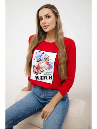 Blouse with 3D Watch red graphics
