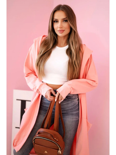 Oversized apricot cape with hood