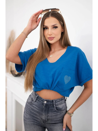 Cotton blouse with pocket jeans