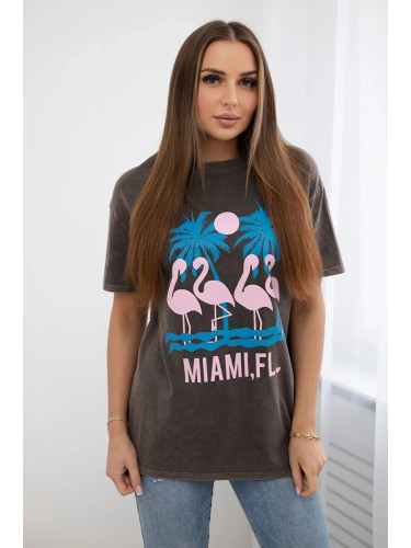Shredded cotton blouse Miami brown