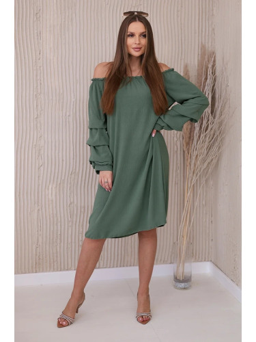 Spanish dress with decorative khaki sleeves