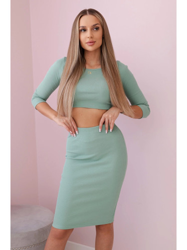 Set of blouses with dark mint skirt