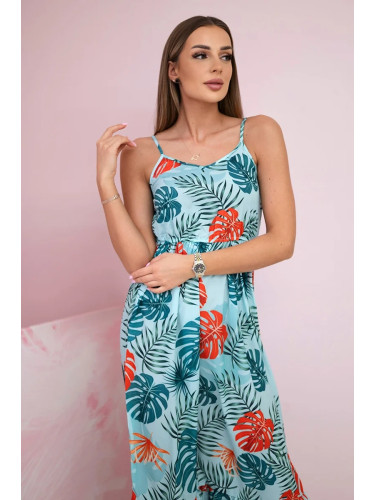 Dress with leaf motif mint
