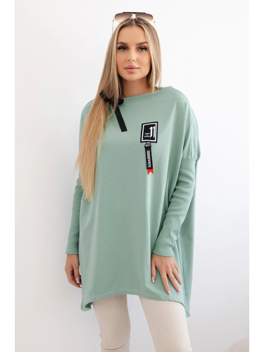 Oversized sweatshirt with asymmetrical sides dark mint