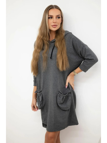 Graphite dress with hood