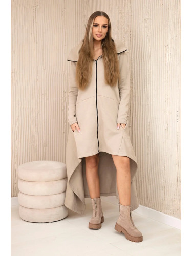 Insulated dress with long sides light beige