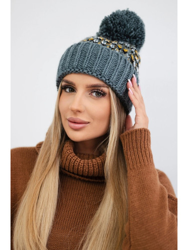 marka niezdefiniowana Cap with a pompom Ellen K325 dark grey+yellow