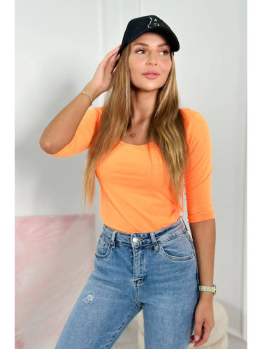 Blouse with round neckline orange neon