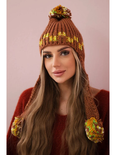 Women's cap with long ears Nadia K321 camel