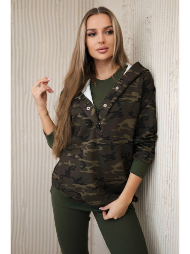 3-piece MOOR set of sweatshirt, top and leggings brown + cappuccino