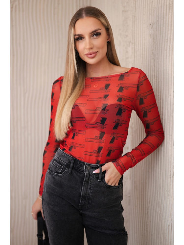 Red body blouse with pistols