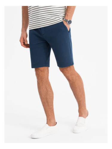 Ombre Men's SLIM FIT shorts in structured knit fabric - navy blue