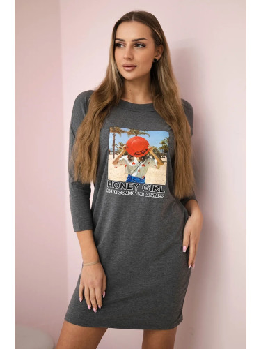 Honey girl graphite print dress