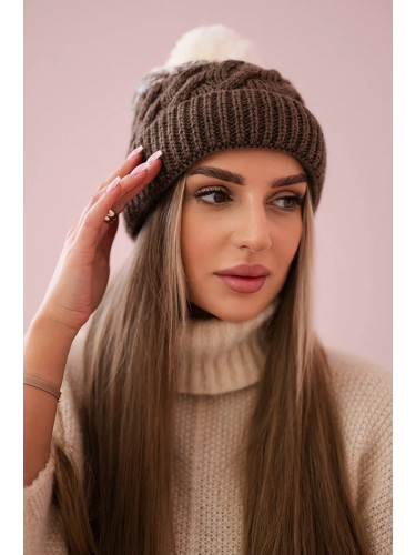 marka niezdefiniowana Cap with fleece Ilona K218 cappuccino+ecru