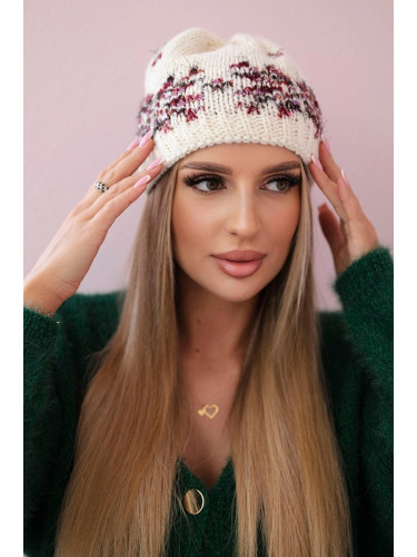 marka niezdefiniowana Women's cap Florencja K350 ecru+burgundy