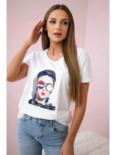 Women's graphic blouse white