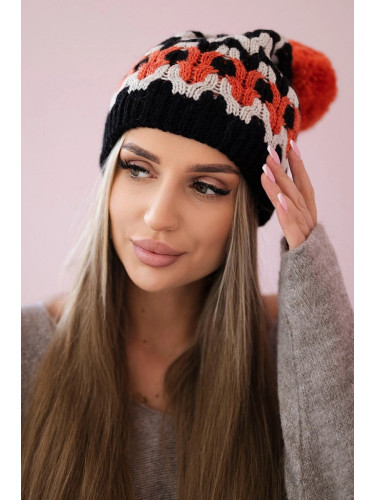 Women's cap Laila K283 black + orange neon